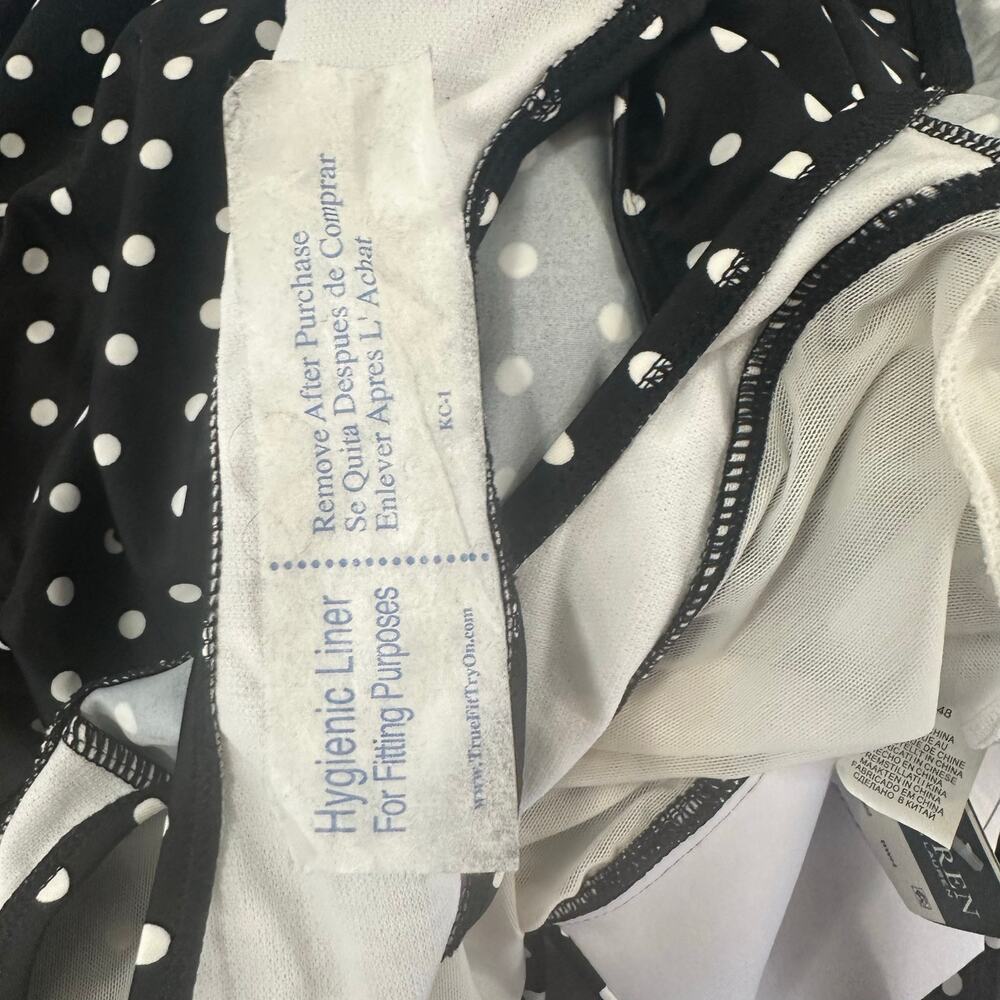 Lauren Ralph Lauren Black White Polka Dot Tummy Control Halter Swimdress 16 NWT - Picture 5 of 12